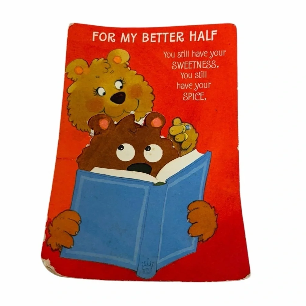 Vintage Bear Birthday Card | For My Better Half | Cute Illustrated Greeting Card